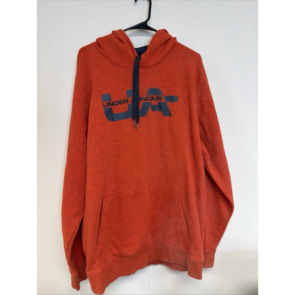 Under Armour Men Hoodie Sweatshirt Orange Size XXL Loose Pullover